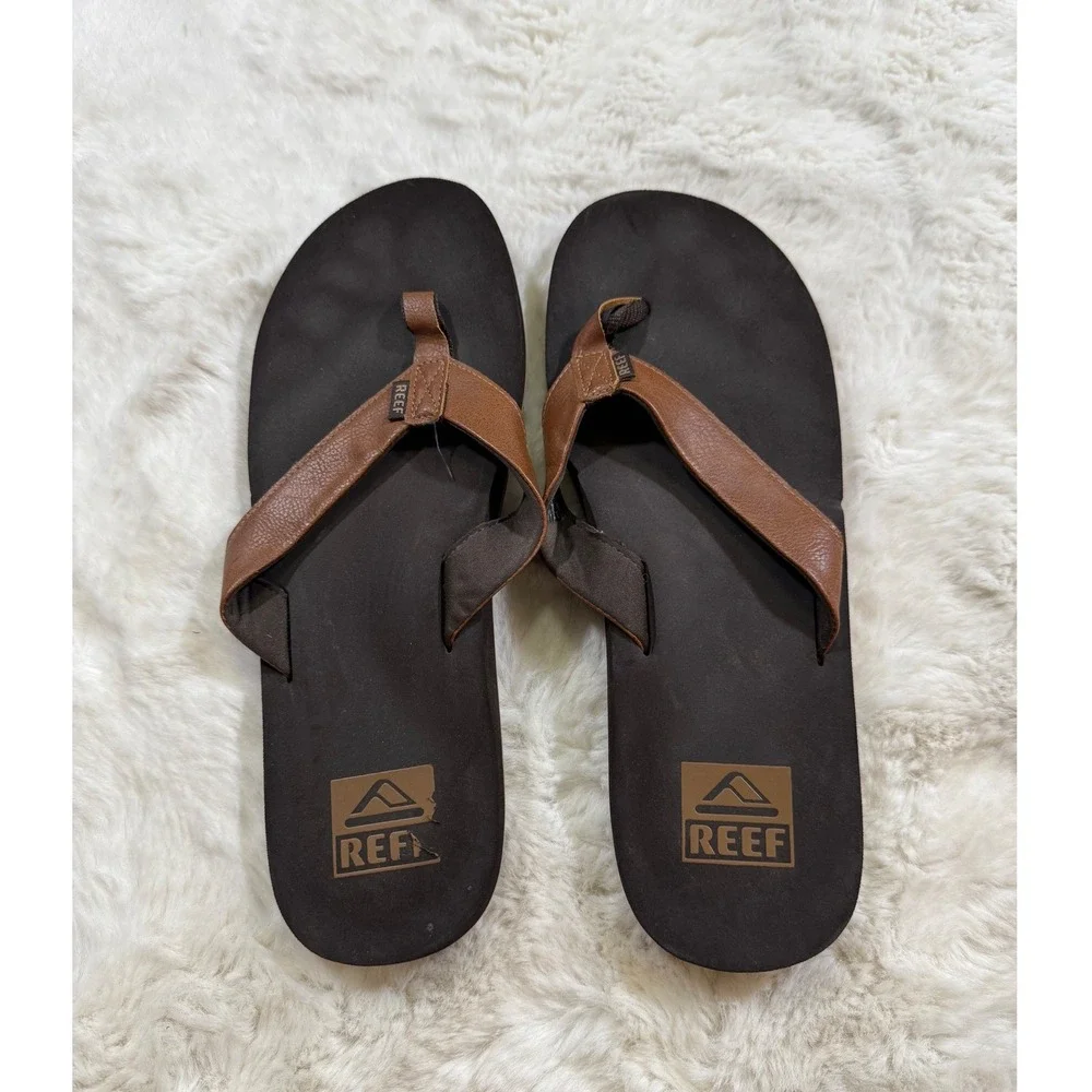 Reef Twinpin Flip Flops 12 Brown Men Surf Beach Sandals Thong Coastal Beach